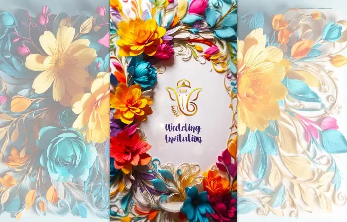 Premium Stylish 3D Floral Hindu Wedding Invitation E-Card Instagram Story